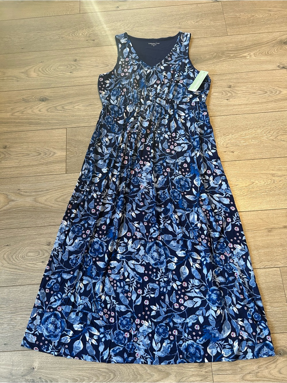 Coldwater creek Blue Floral Sleeveless maxi dress Size Medium New